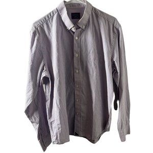 Men's Untuckit Wrinkle-Free 100% Cotton long sleeve Striped Casual Shirt Medium